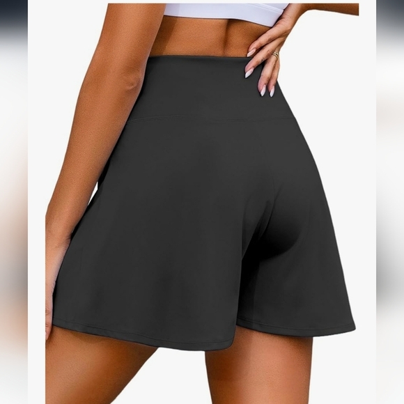 Womens Crossover Athletic Tennis Skort with Pockets: Butterfly High Waisted - Picture 4 of 9